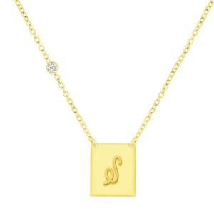 Savvy Cie Jewels 18K Gold Vermeil CZ Script Initial S Pendant Necklace